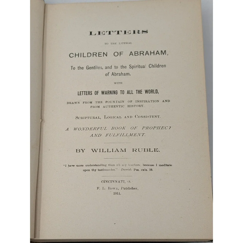 Letters To The Children‎ Of Abraham Jews By William Ruble 1896 Antique Book VTG